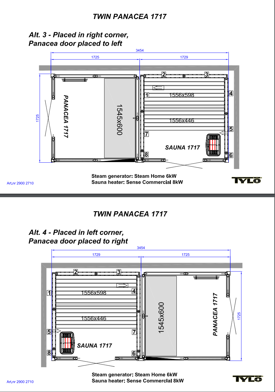 Tylo Panacea Twin 1717 - Dual Sauna Steam