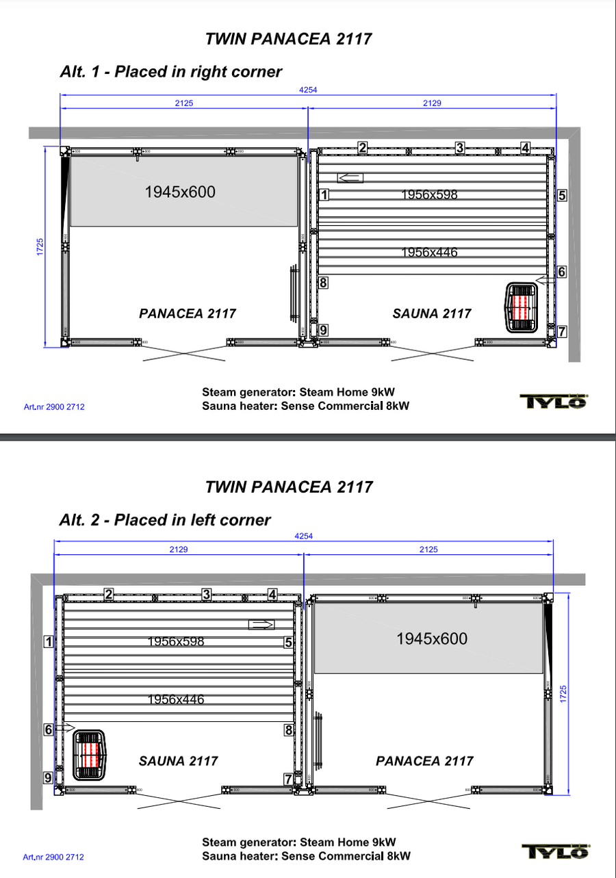 Tylo Panacea Twin 2117 - Dual Sauna Steam